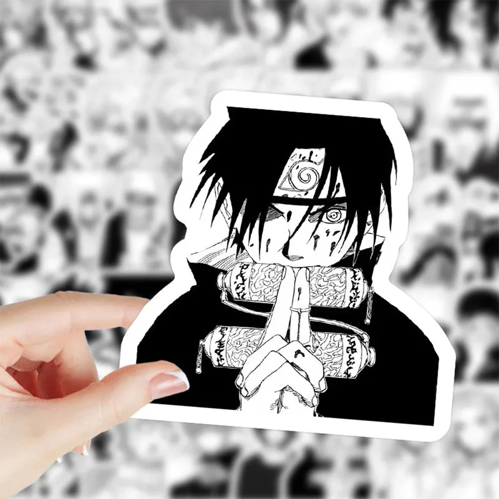 Clássico Anime Naruto Adesivos, Graffiti preto e branco Etiqueta, Telefone, Laptop, Bagagem, decalques frescos dos desenhos animados, decorações, 10 pcs, 30 pcs, 50 pcs, 103pcs