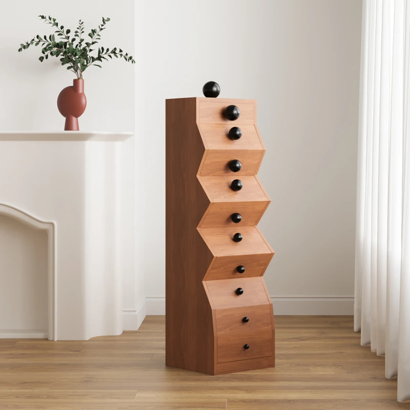 

Simple solid wood, bucket cabinet, multifunctional living room storage, design sense, and irregular