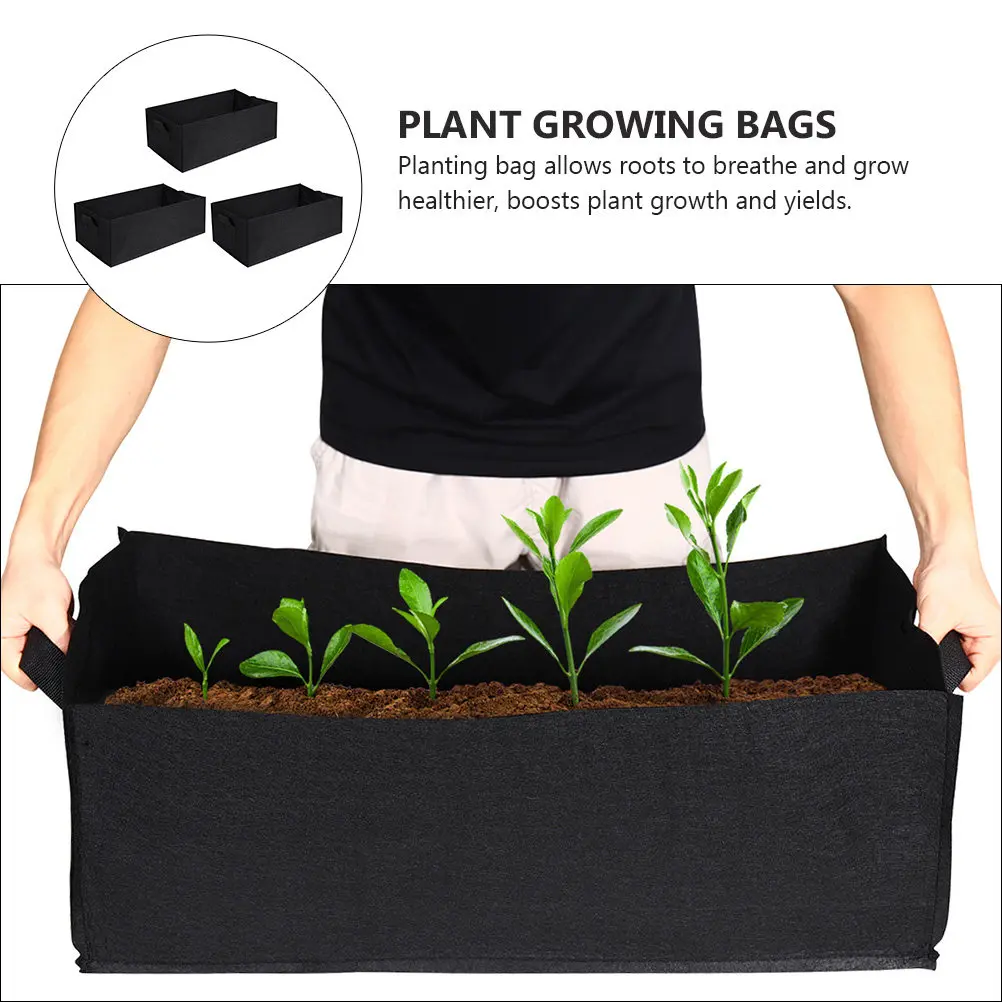 3Pcs Planting Bags Non-Woven Breathable Root Aeration Growing Pouch Planting Supply Garden Container for Herbs Succulents and
