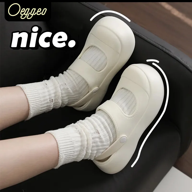 

oeggeo shop EVA non-slip soft sole sandals Women's shoes Mary Jane Baotou Slippers Waterproof thick-soled lightweight shoes