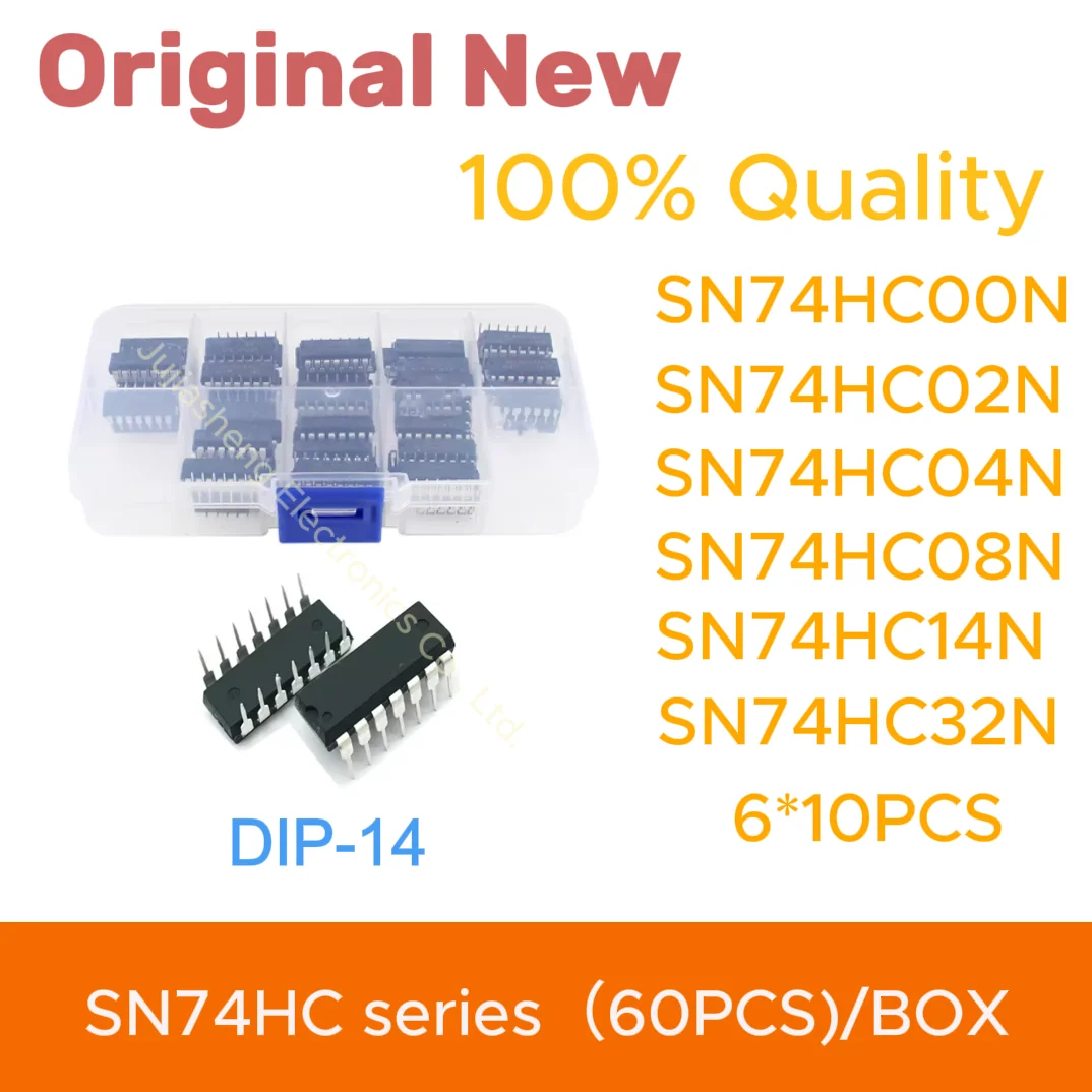 60pcs/Lot SN74HC00N SN74HC02N SN74HC04N SN74HC08N SN74HC14N SN74HC32N 74HC DIP14100% New original  Integrated circuit kit