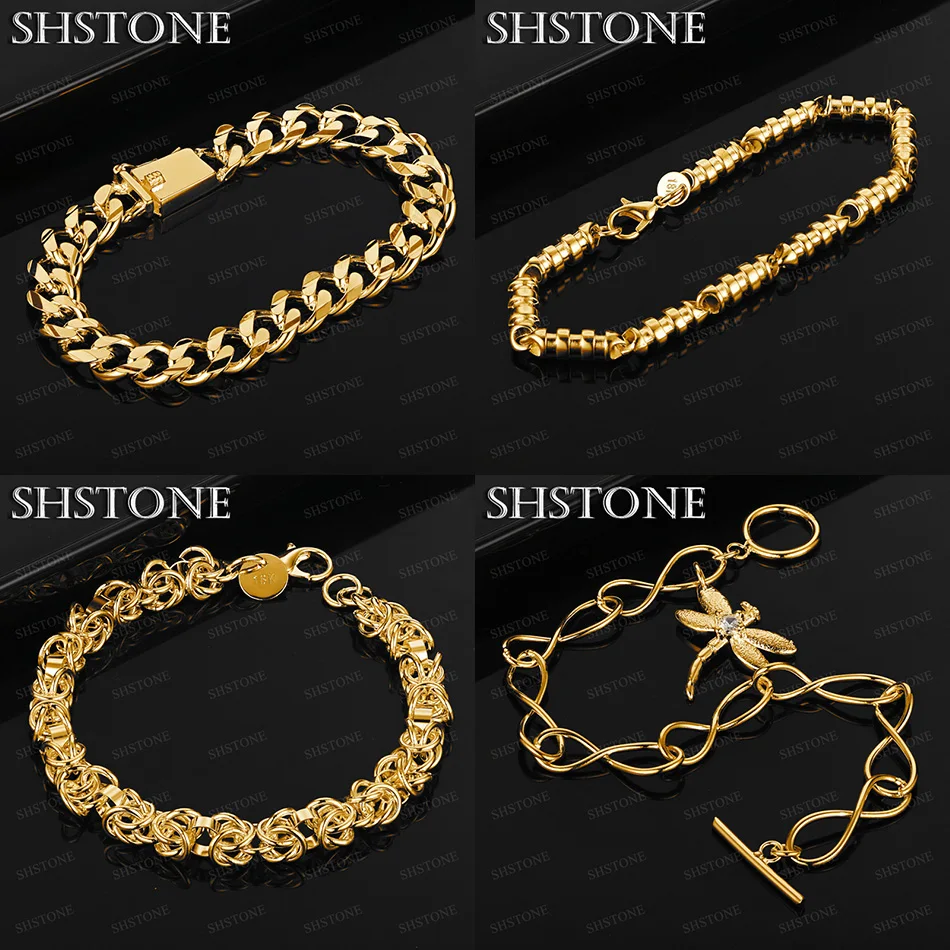 

Wholesale 18k Gold Dragonfly Keel Chain Bamboo Chain Cuban Bracelet Fashion Party Trend Fashion Gift Jewelry Men Accessories