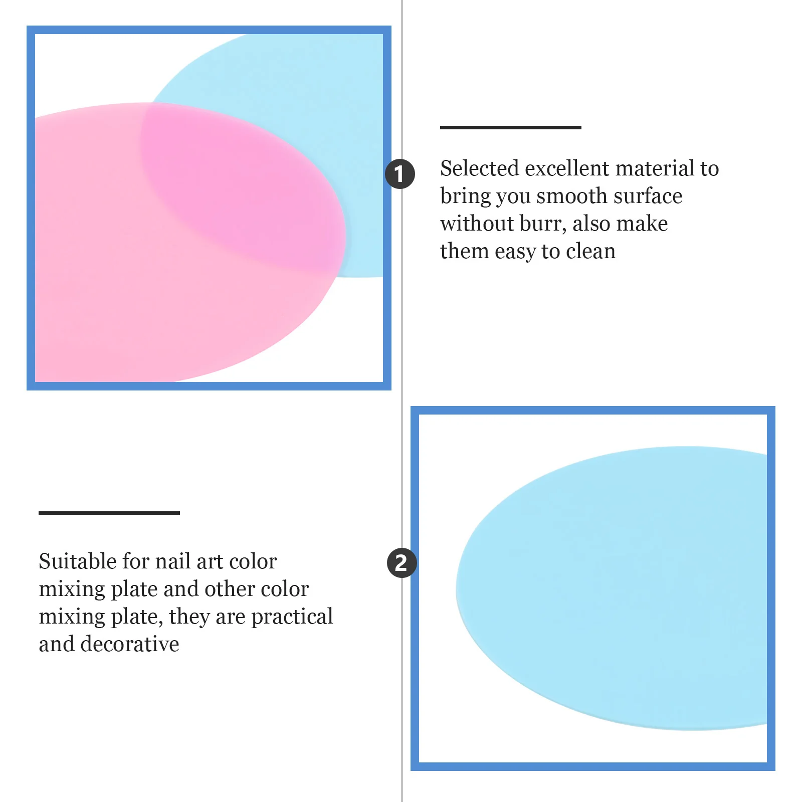 

10Pcs Nail Palettes High Class Material Smooth Surface Easy Clean Display False Nails Suitable Color Mixing Plates