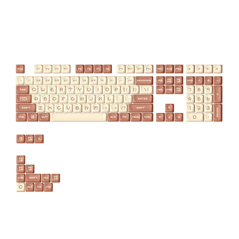 Mocha Bear Keycap Set 122-Key For 65% TKL 1800 Compact Full Size Layout Keyboard Keycaps