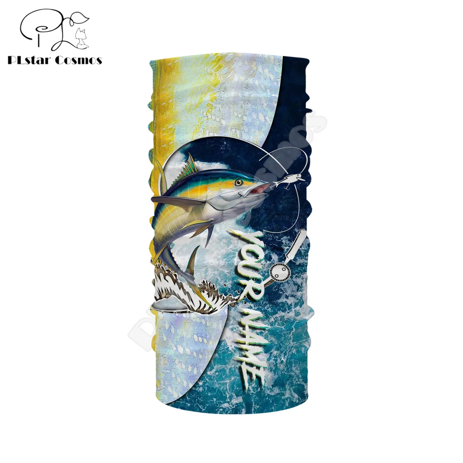 Custom Name Animal Bass Mahi Fishing Graffiti Gradient Fish Tattoo Retro 3DPrint Summer Harajuku Face Mask Headscarf Scarf A6