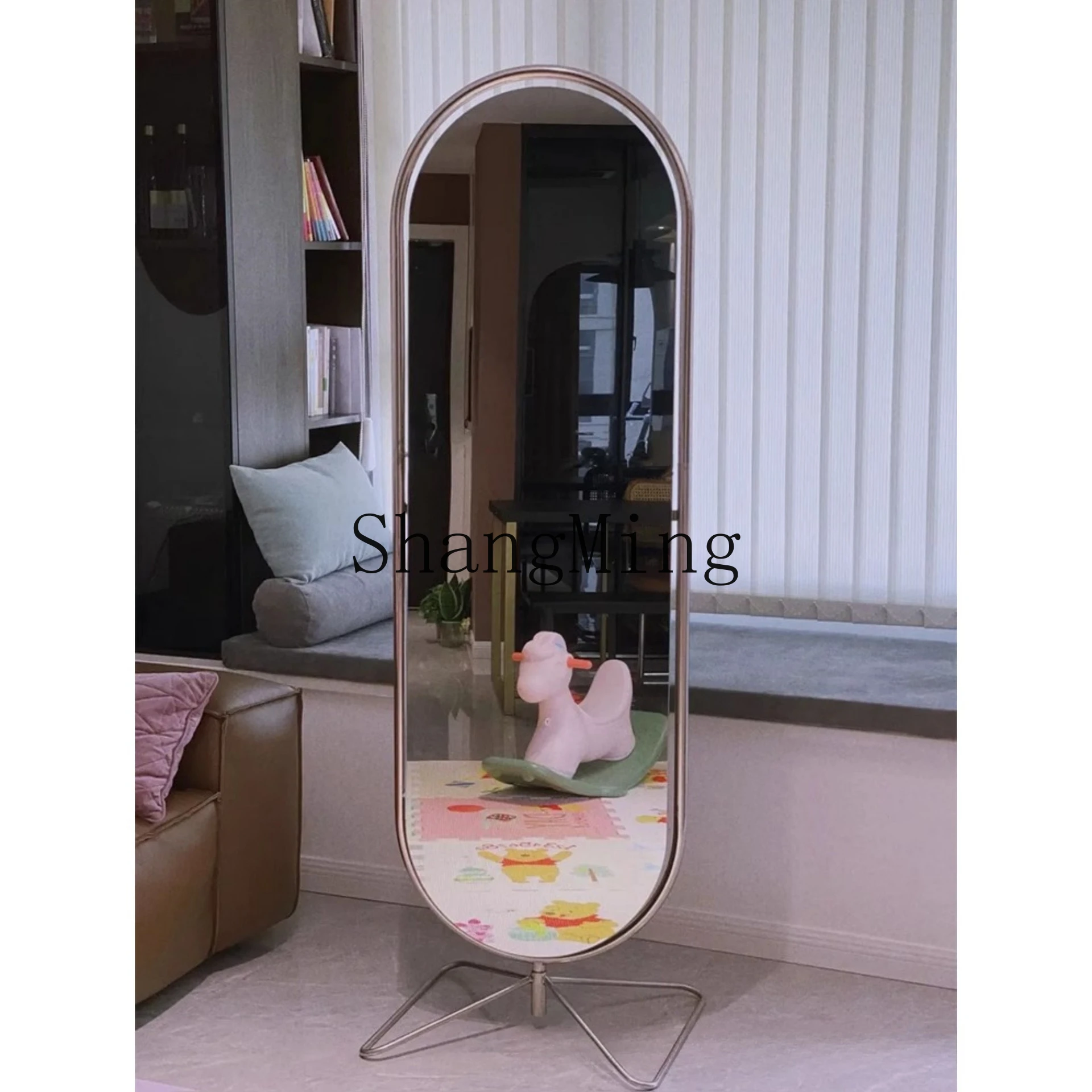 

SM stainless full-length mirror floor-to-ceiling bedroom household mirror rotating three-dimensional fitting mirror