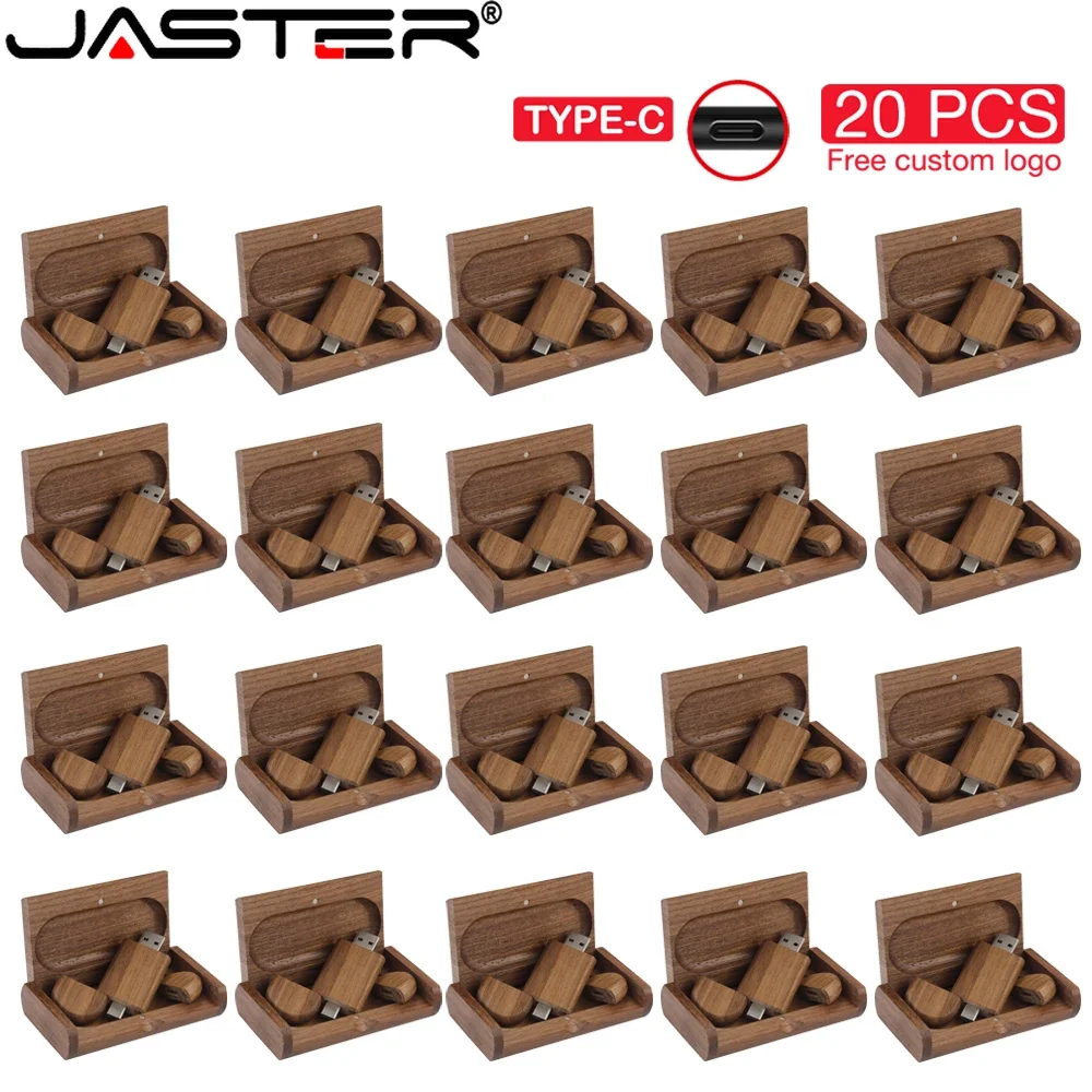 20PCS/LOT TYPE-C 2in1 Wooden USB 2.0 Flash Drives 128GB Pen Drive Free Logo Creative Gift Memory Stick 64GB with Box 32GB U Disk