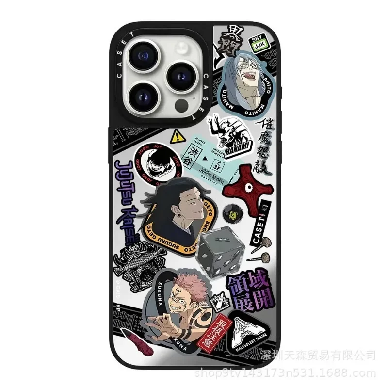 حافظة هاتف محمول Jujutsu Kaisen المشتركة مناسبة لهاتف Iphone16pro Max Apple Mirror Material مجموعة مضادة للسقوط هدية عيد ميلاد