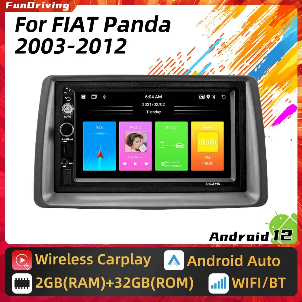 

2 Din Android for Fiat Panda 2003 - 2012 Car Radio Multimedia Player Head Unit with Frame Wifi GPS Navigation Stereo Autoradio