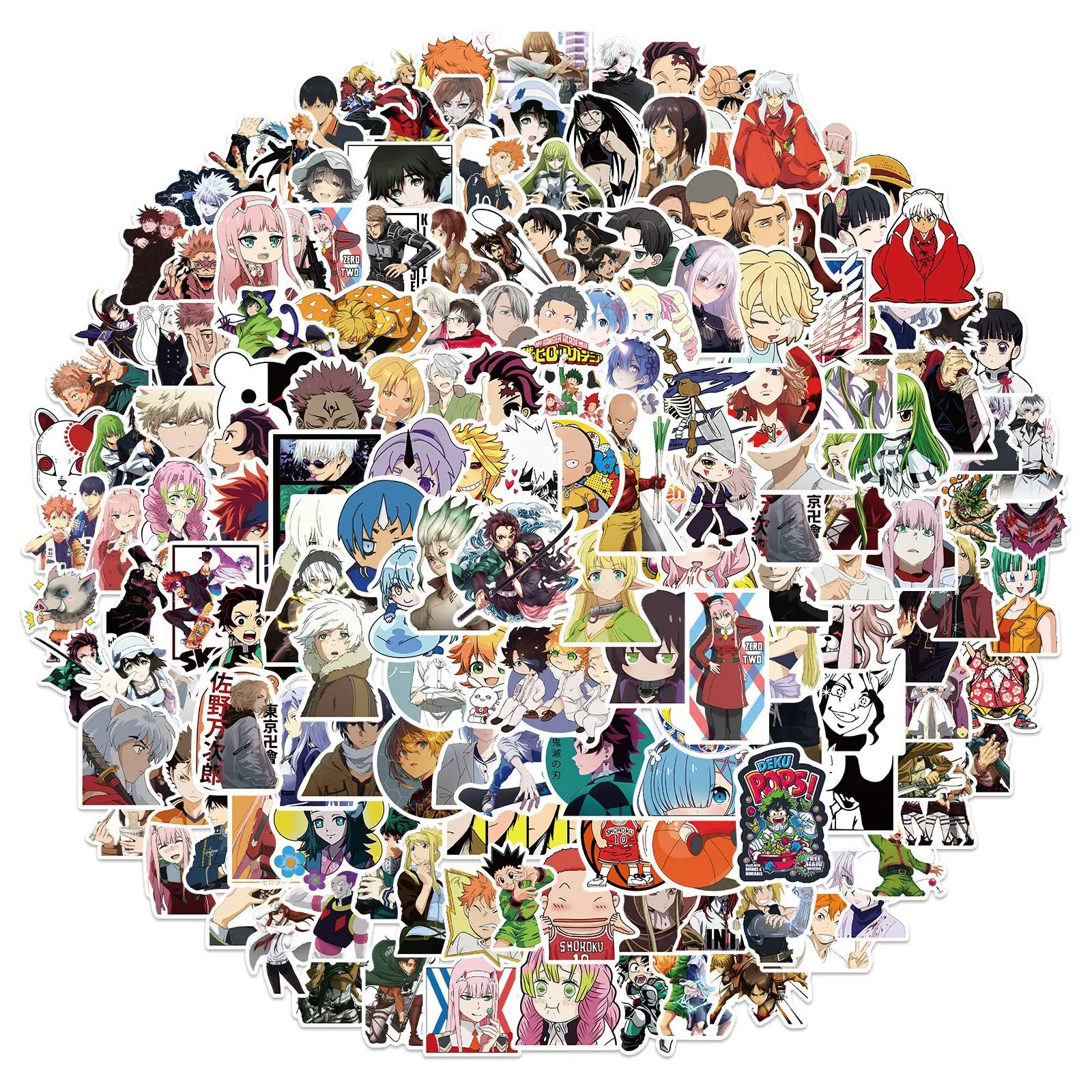 300 Sheets Without Duplication Mix Anime Stickers DIY Car Skateboard Laptop Phone Luggage Waterproof Decals Sticker Kids Toys