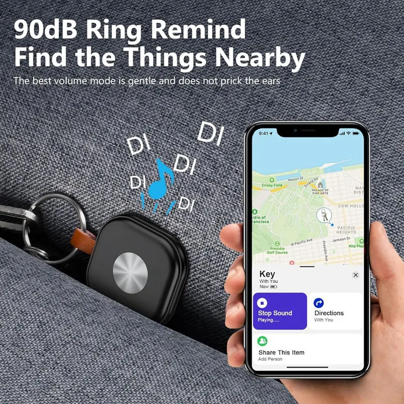 Трекер для поиска ключей для Apple Find My Airtag с брелком, умный локатор предметов для кошелька, отслеживание ключей от автомобиля, багажа