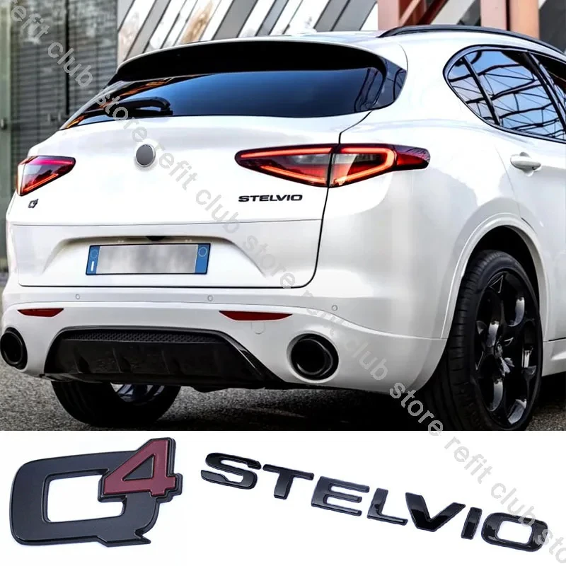 

Black Q4 STELVIO Sticker Car Tail LOGO Styling Emblem Stickers for Alfa Romeo Giulia Stelvio Modification Accessories