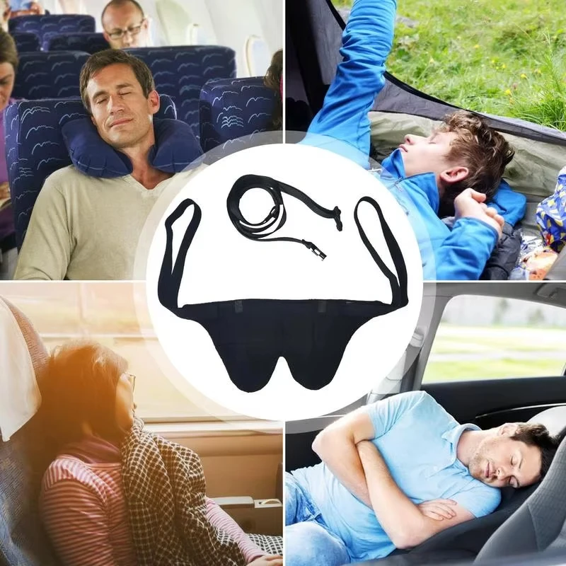 Neck Pillow Soft Travel Airplane Pillow Neck Cushion Head Straps Car Head Straps Comfy Head Travel Pillow with Eyeshade