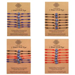 6Pcs/Set 7 knots Blue Evil Eye Bracelets Set For Women Men Braided Rope Wrist Hand Bracelets Love Friendship Jewelry Gift