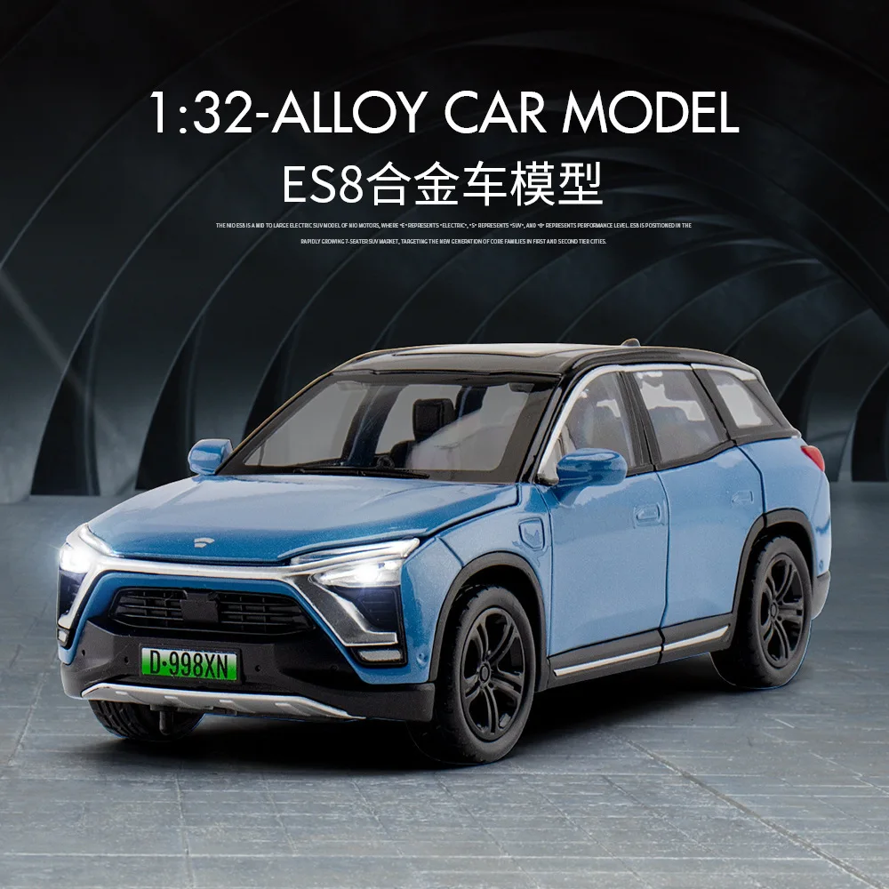 

Масштабная модель автомобиля NIO ES8 (1:32), литая под давлением, из металла, имитация электромобиля, со звуком и светом, детская игрушка, подарок