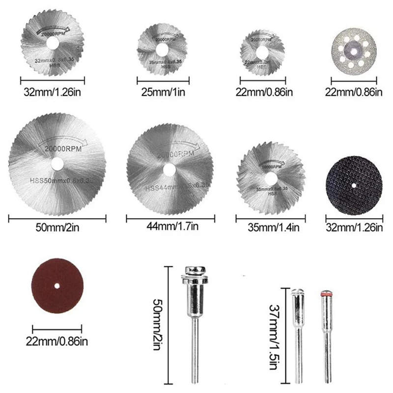 ABJA-61Pcs Mini Circular Saw Blade Set Resin Cut-Off Wheels Disc Diamond Cutting Blade Metal Cutter Power Tool