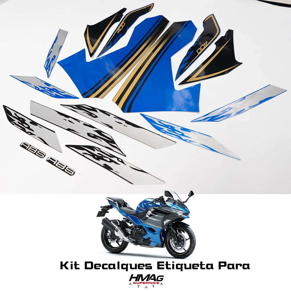 HMAGSUPERNICE Kit For ninja400 2019 2020 ABS Motorcycle Whole Car Fairing Sticker Decals blue&brown