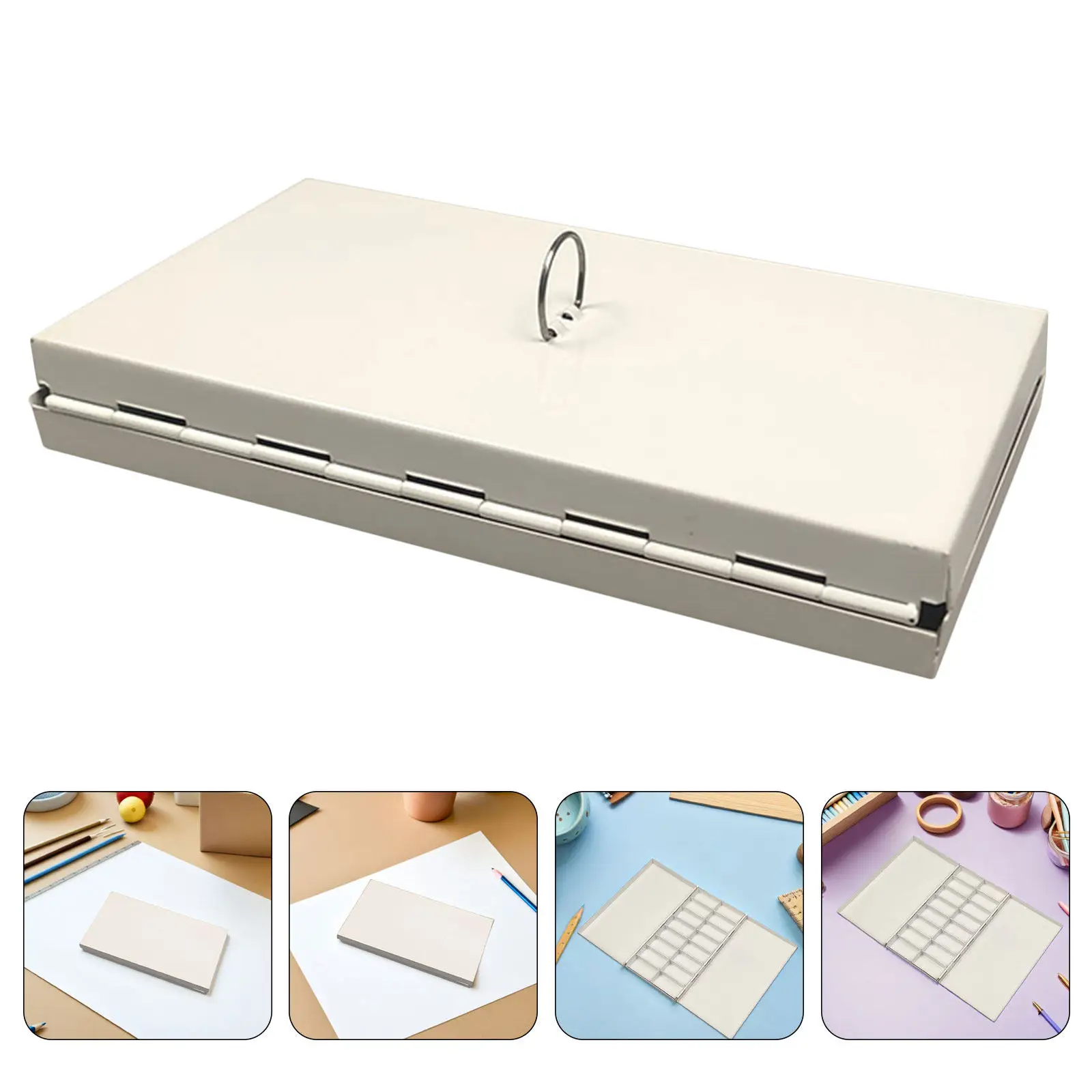 16-full-pans-reusable-paint-palette-metal-watercolor-tin-empty-case-precision-compartment-design-portable-folding-mixing-tray