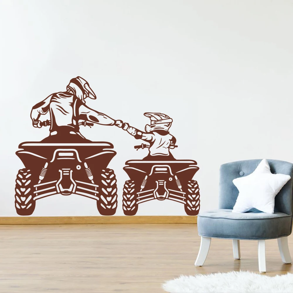 Modern Father and Son Bonding ATV Wall Sticker Motorcycle Motorcross Family Love Wall Decal Bedroom Vinyl Home Decor