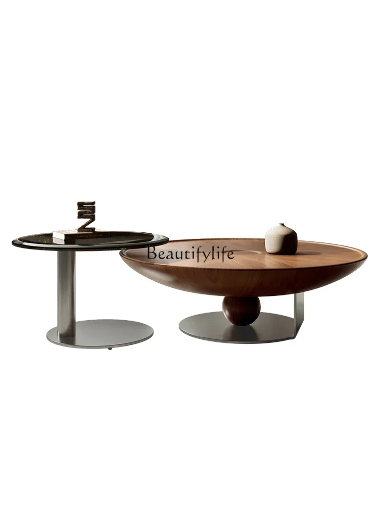 

LJY-*Wabi Silent Wind Living Room Furniture Stainless Steel Size High and Low Round Coffee Table Combination Tea Table