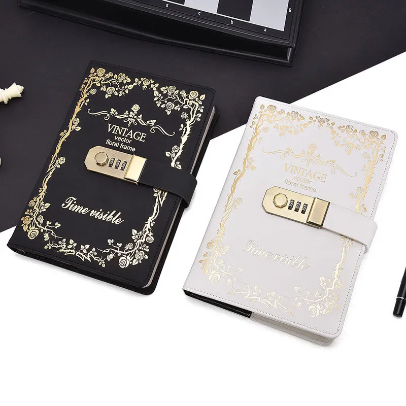 

Vintage password book Cute student diary Notebook with lock and thickened ledger notebook