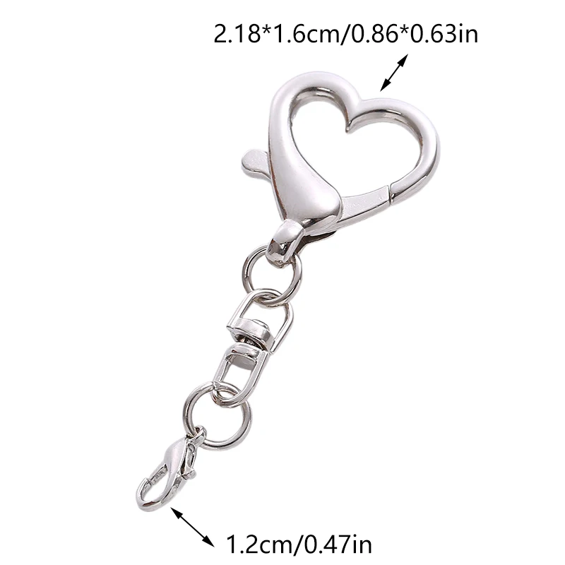 10 pezzi unici in lega con ciondolo portachiavi a forma di cuore, chiusura a forma di cuore per progetti fai da te, fascino della personalità