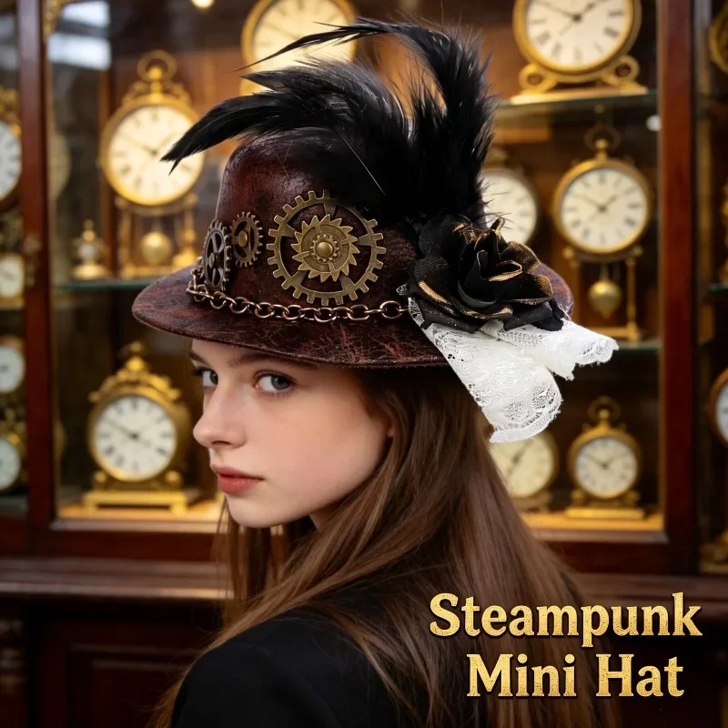Gothic Punk Small Hat Gear Feather Music Festival Party Costume Accessory