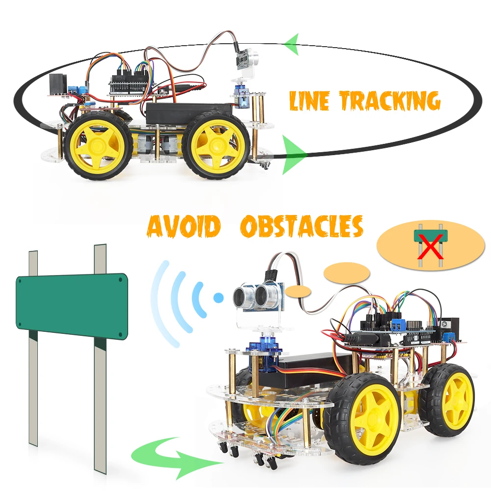 TSCINBUNY-Kit de voiture robot intelligent Starter, pigments Ardu37, kit d'invitation, manuel, tournesol, apprentissage et développement des compétences