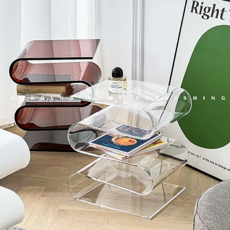 Acrylic Internet Celebrity Bookshelf Nordic Home Living Room Sofa Side Few Bedside Tables Personalized Simple Magazine Rack