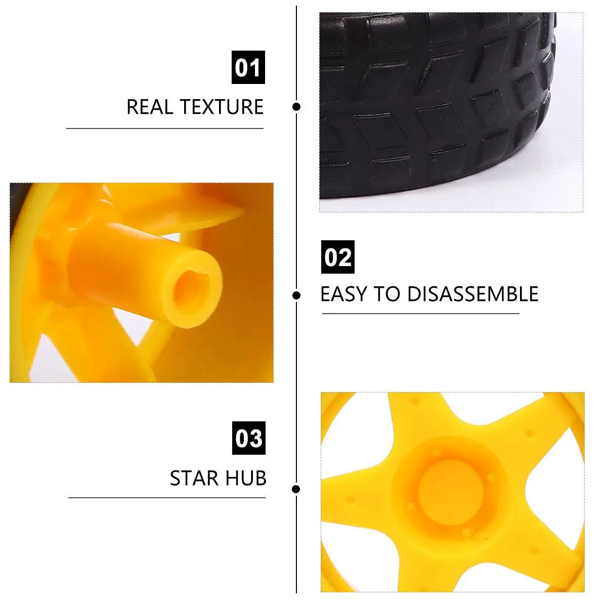 

6Pcs Robot Tracing Line Patrol Car Accessories Children Rubber Wheels Plastic Rubber Material Smart Car Parts Toy Wheels
