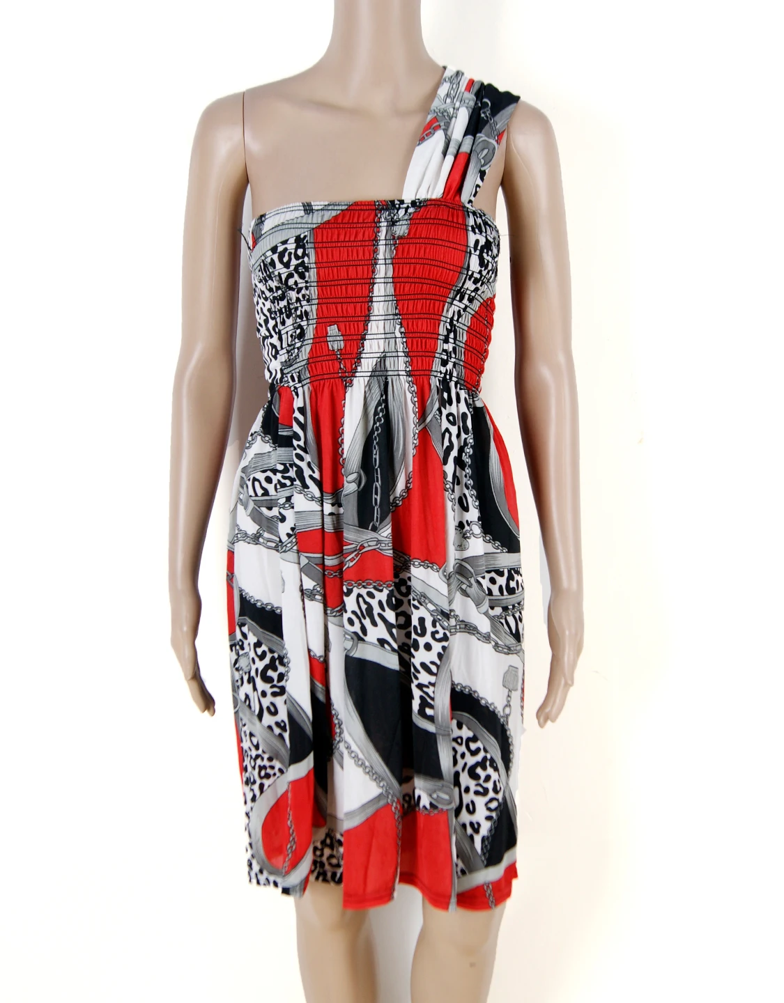 Jurk met één schouder voor dames 2025, zomerprint, mouwloos uitgesneden bodycon maxi-jurken met ruches