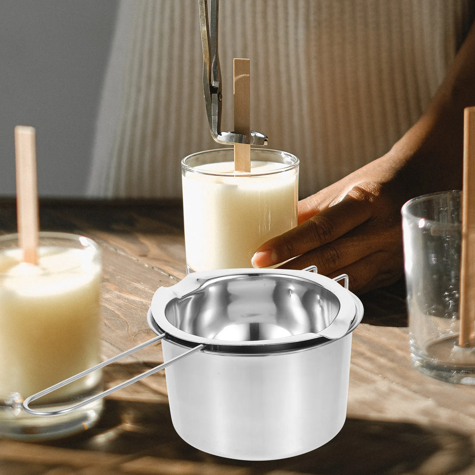 2Pcs Stainless Steel Melting Pot Set Wax Melt Warmer Kit for DIY Making Supplies Multi Use Metal Melting Bowl Easy