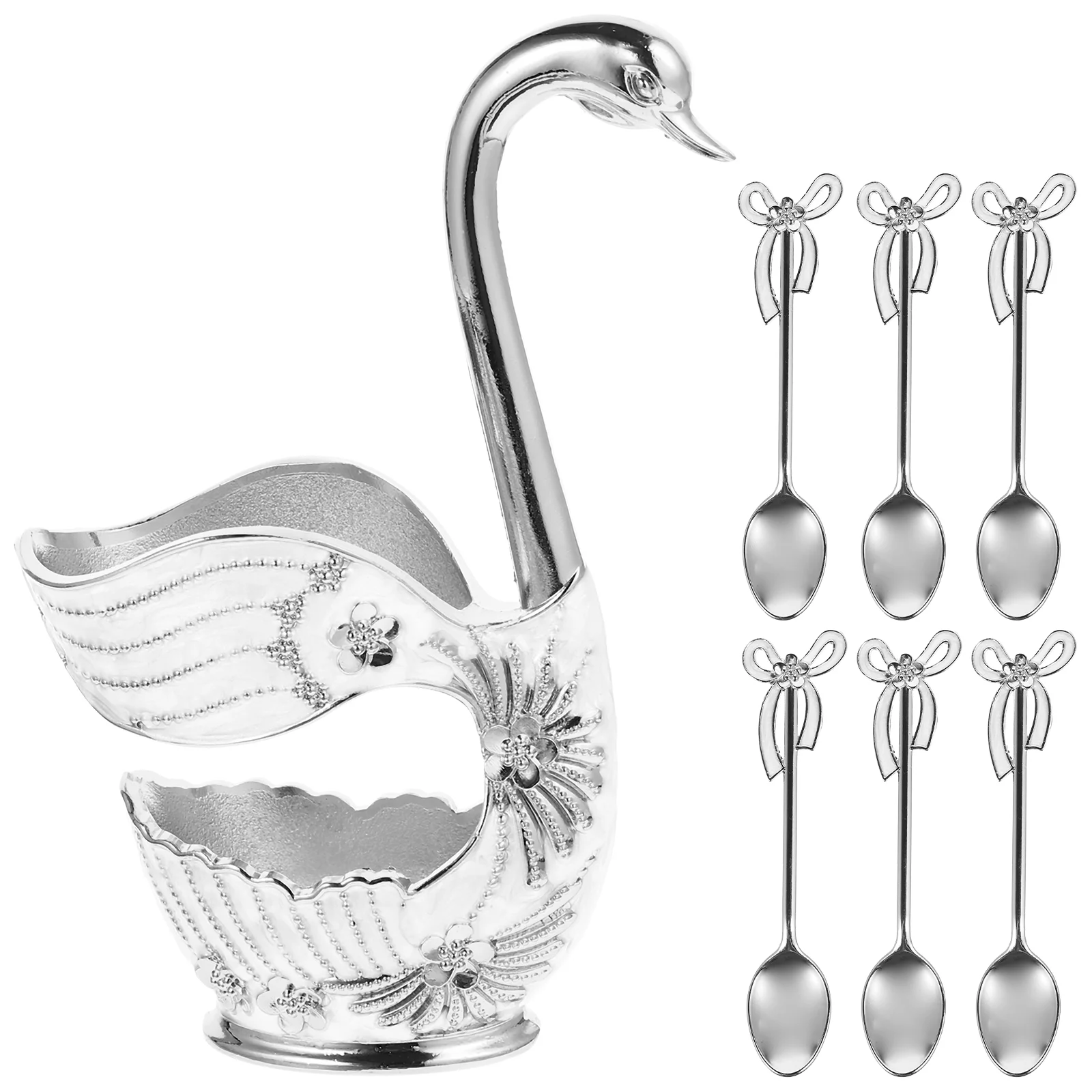 Coffee Swan Fork and Spoon Combination Scoop Tea Holder Zinc Alloy Dessert Eating