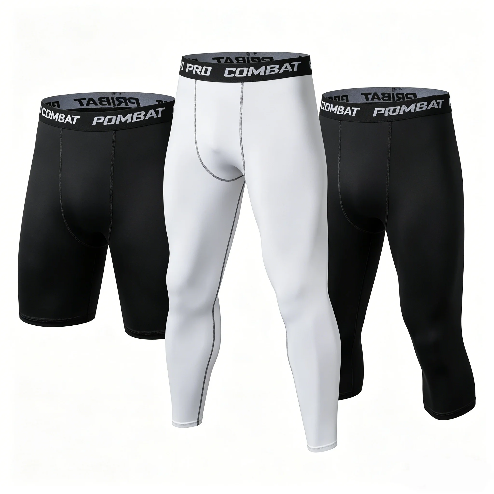 Men Cool Dry Compression Pants, Sports Baselayer Running Tights, Athletic Workout Active Training Leggings & Fitness Sport Short