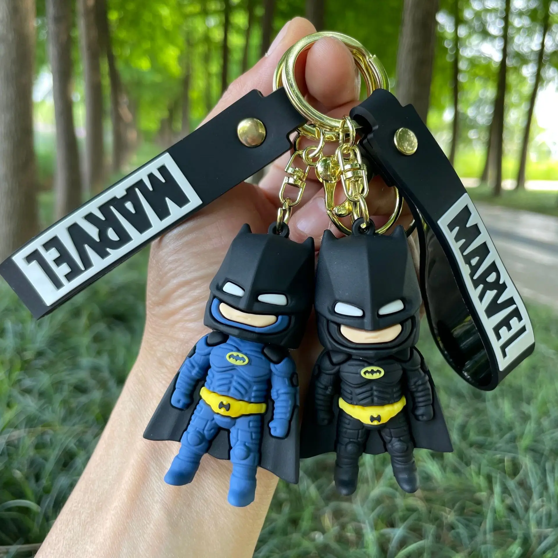 Batman Superhero Keychain Cartoon Doll Silicone Material Movie Peripherals Pendant Toys Gifts