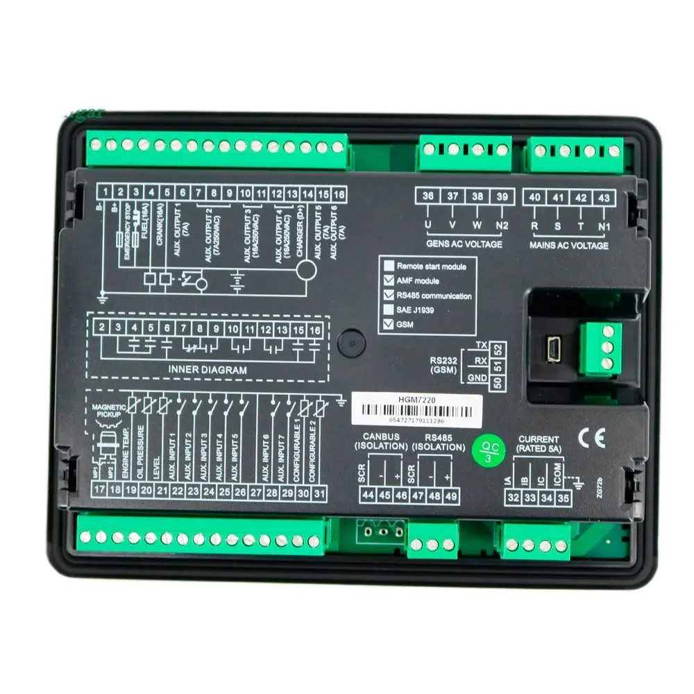 Smartgen HGM7220 Generator Controller Auto Main Failure Genset Controller Panel with USB/RS485