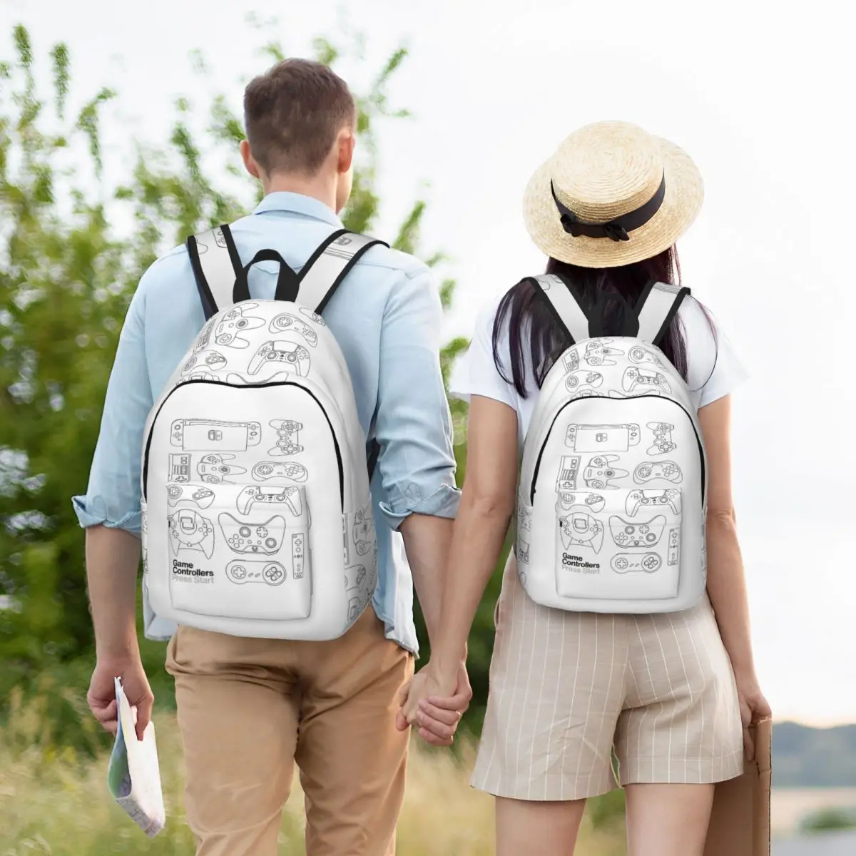 Game Controllers Press Start Gaming Backpack Student BookBag Kids School Bag Laptop Shoulder Bags for Men Women