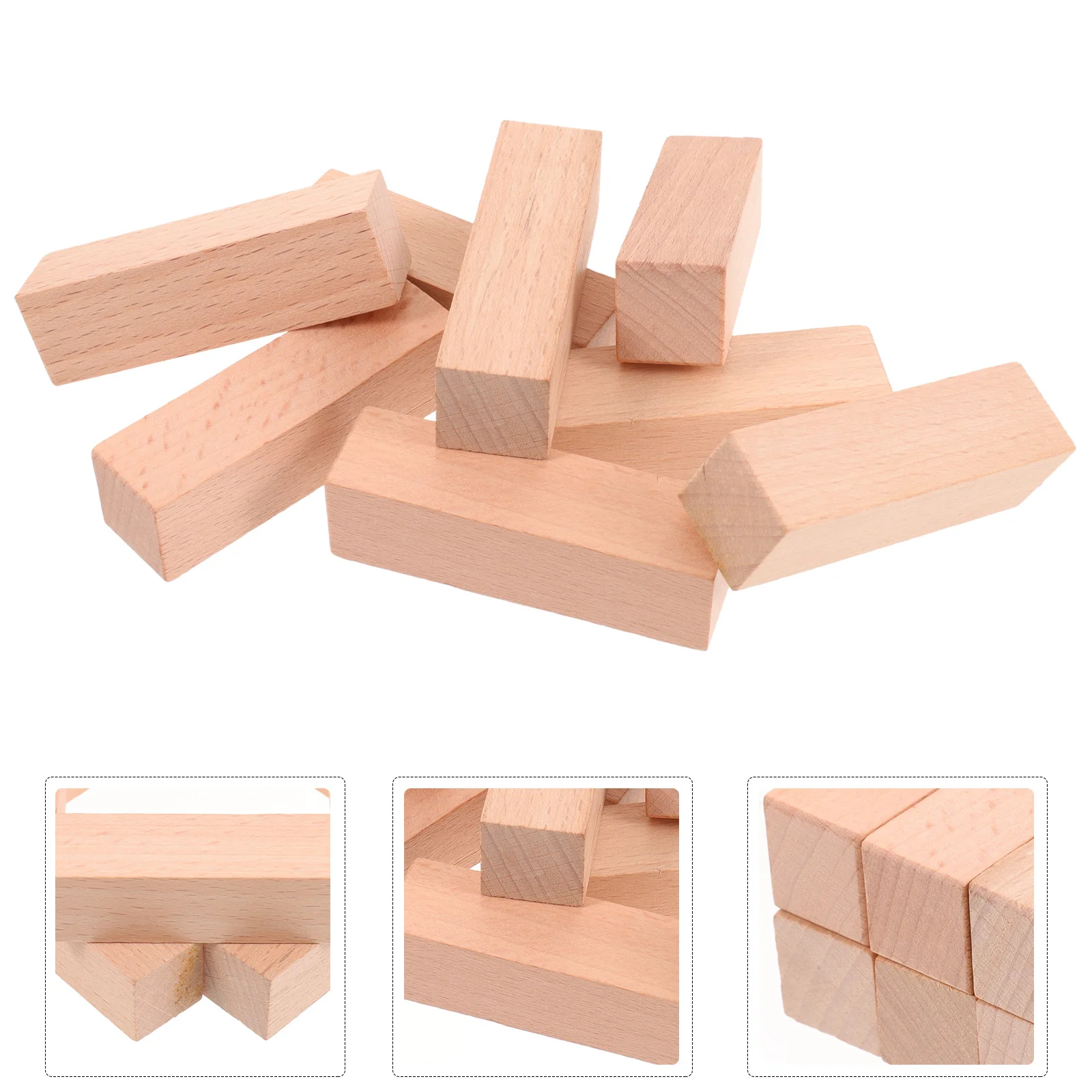 8pcs Birch Wood Stamp Diy Craft Tool Scrapbook Cards Making Thickened Blank Square Wooden Stamper Carving Supply Handbook Seal