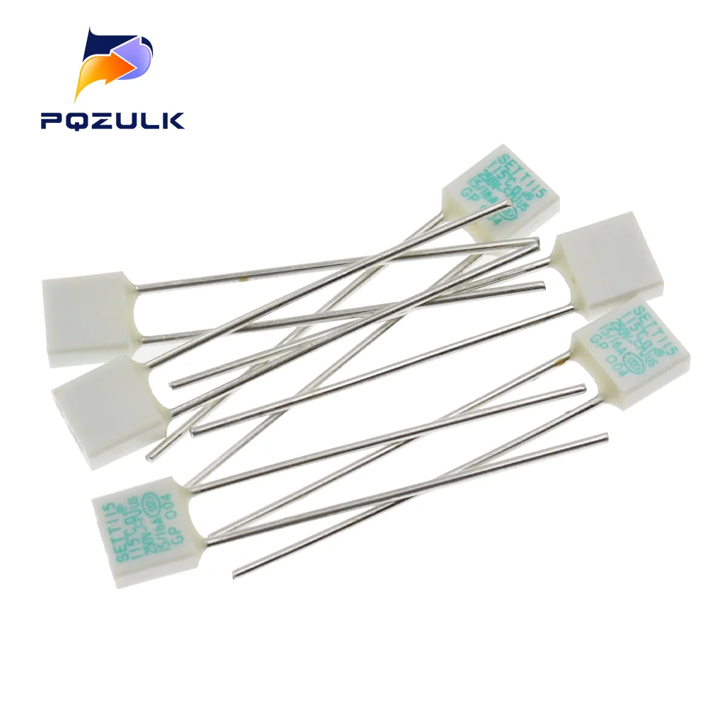 10PCS SET Square Temperature Protector Temperature fuse 10A 15A 115 136 Degrees Temperature switch