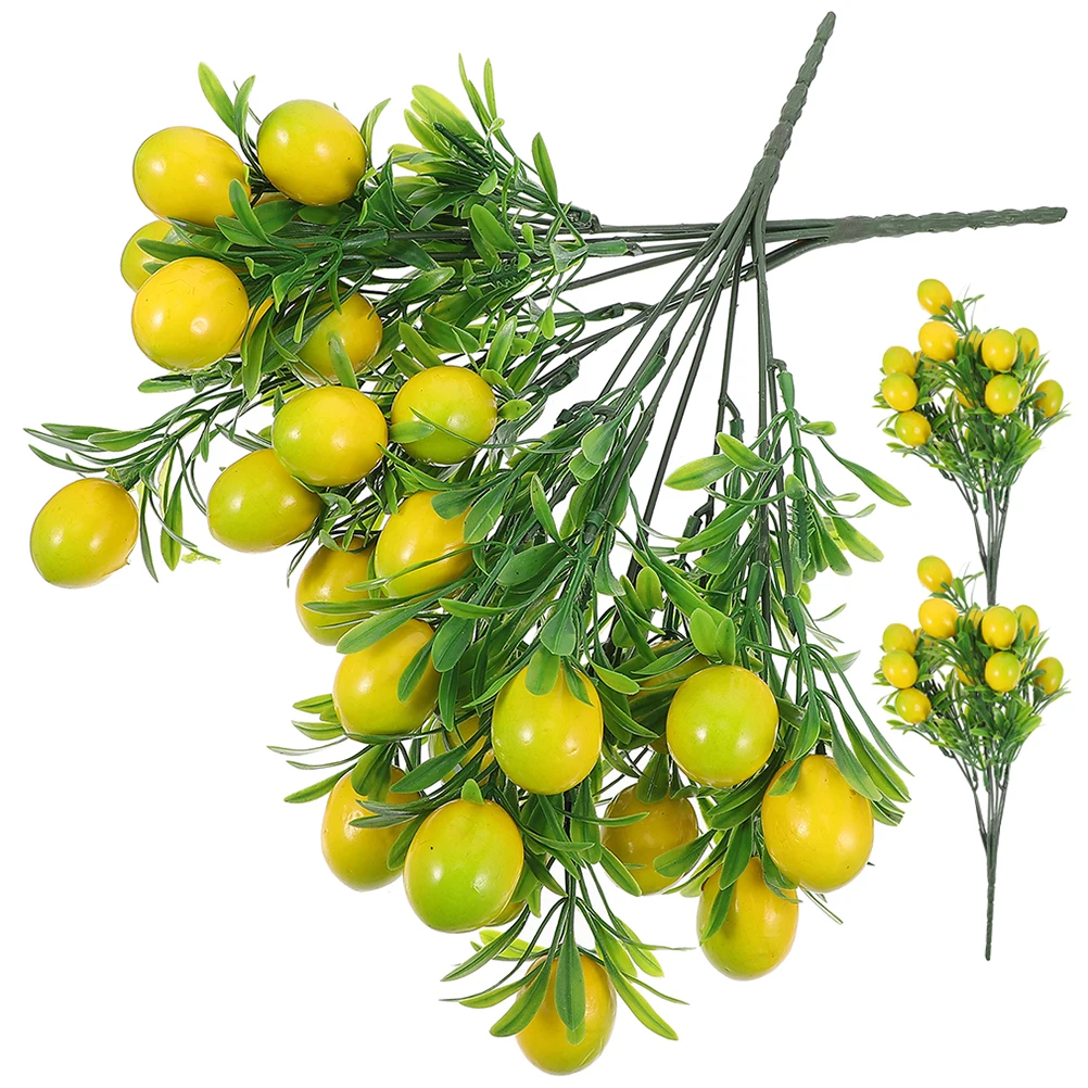 

4pcs Artificial Lemon Branches Lifelike Fake Fruit Stem Plastic Home Vase Garden Decoration ReusableFaux Lemon