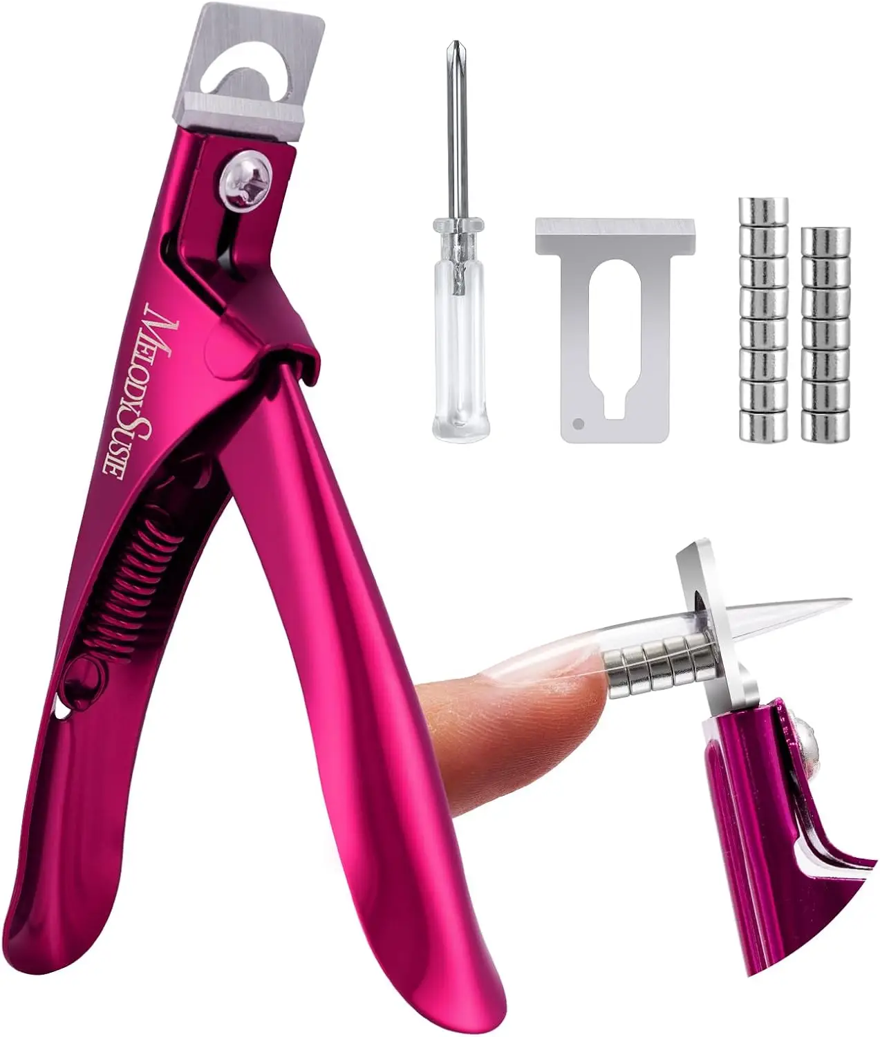 

Professional Acrylic Nail Clippers with Magnetic Sizers, Adjustable Stainless Trimmer for Salon and Home Use