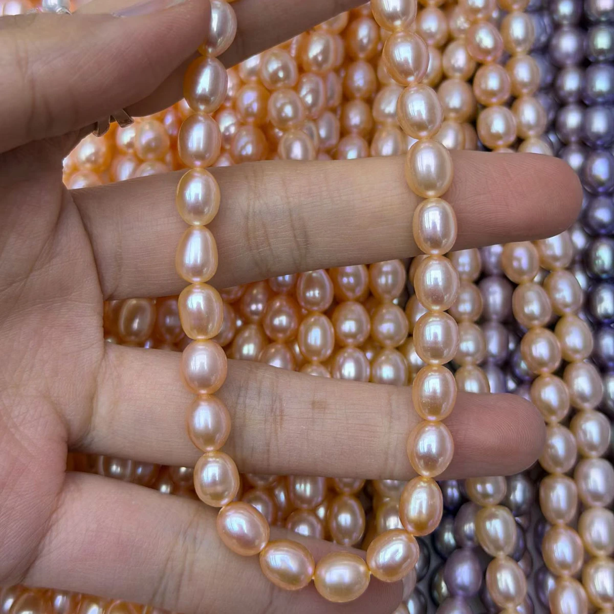 White Purple Orange Natural Freshwater Pearl 7-8mm Rice Bead for Jewelry Make DIY Necklace Earring Bracelet Accessory Women Gift
