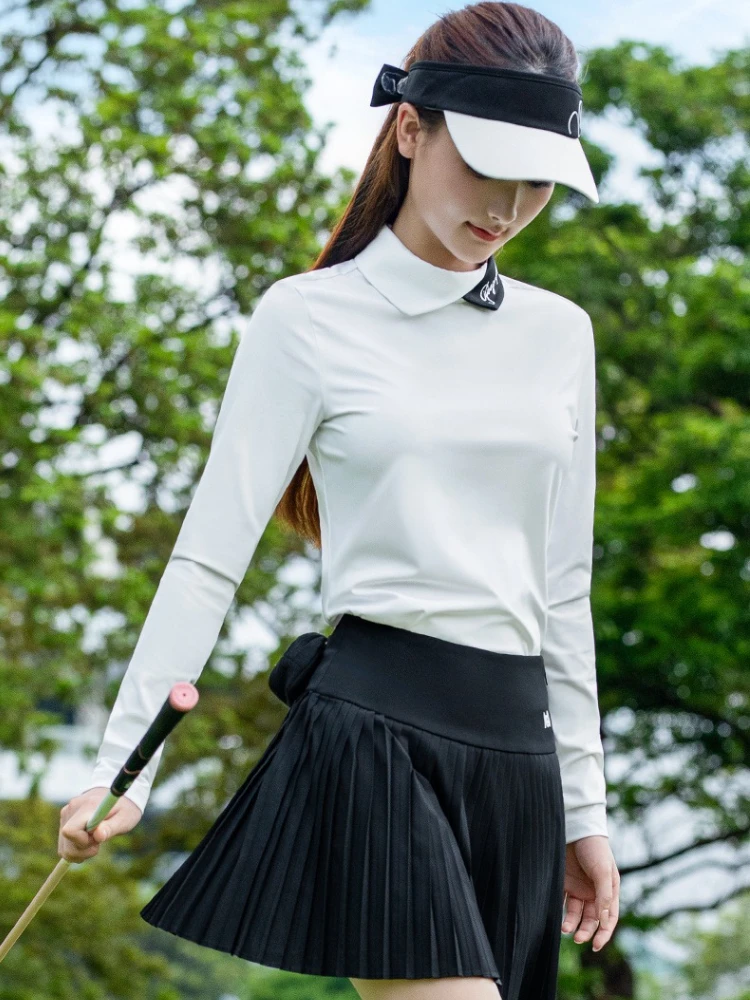 قميص بولو نسائي بأكمام طويلة من PGM للخريف والشتاء بياقة محظورة ملونة YF841 #5