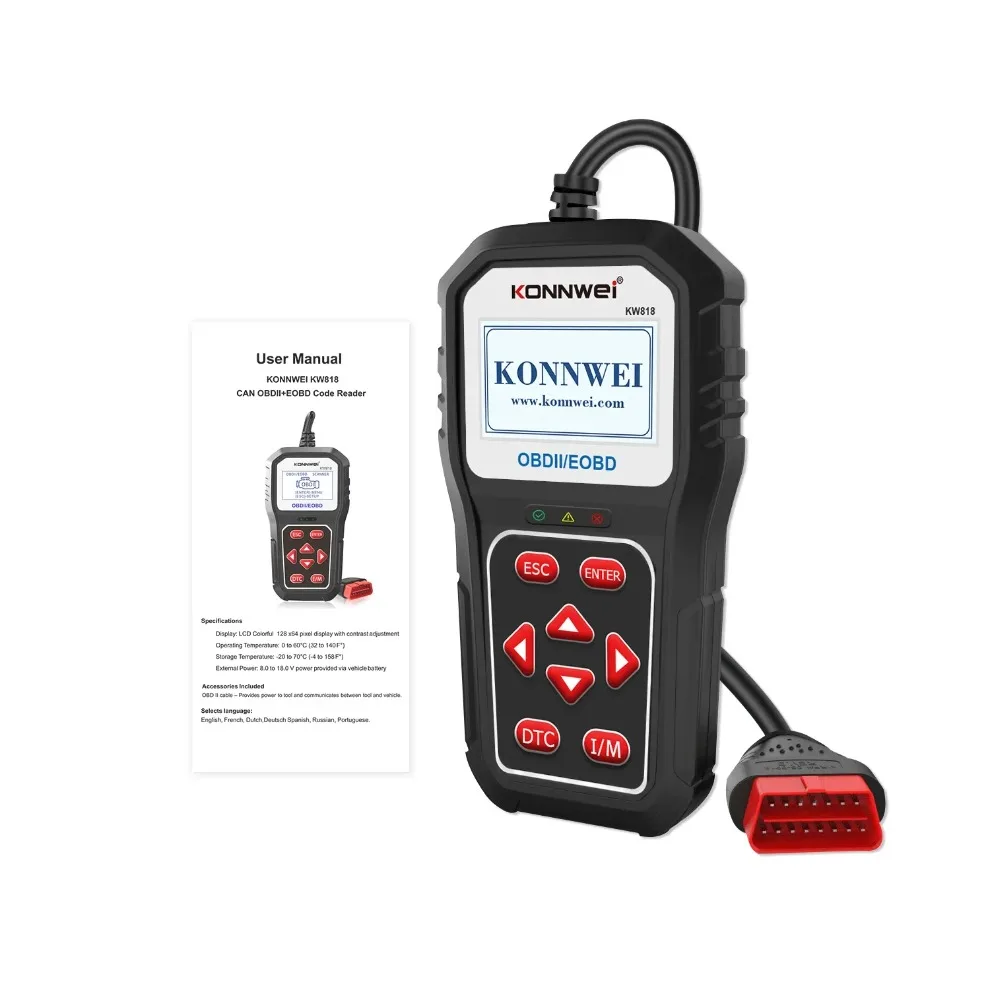 KONNWEI KW818 OBD2 E Automotive Code Reader Engine DetectorCar Diagnostic Tool Support Free Upgrade System  Auto Scaner