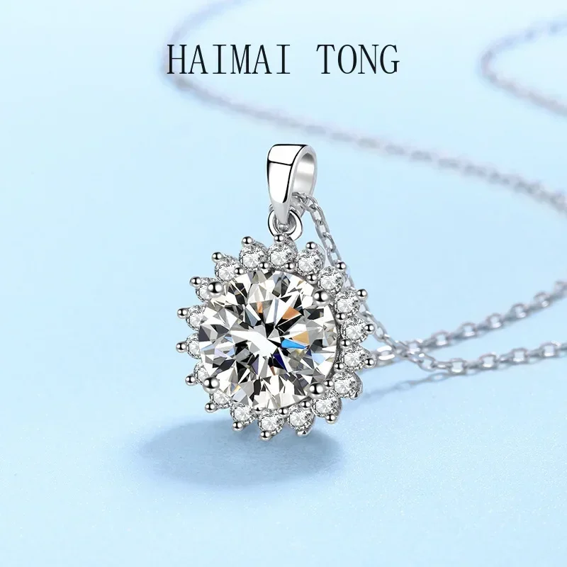 Designer Necklace for Women of PT950 Platinum with 0.5/1/2/3/5Ct Moissanite Diamond Shiny Pendant Fine Jewelry Girl Gift Daily