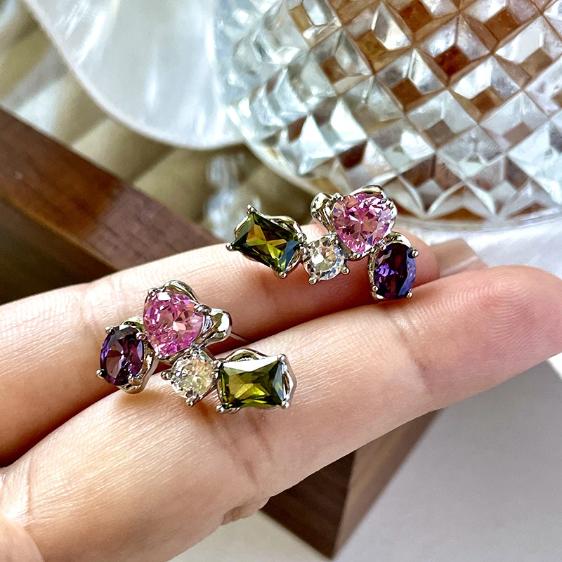 

Colorful girl niche design sense dopamine sweet temperament stud earrings