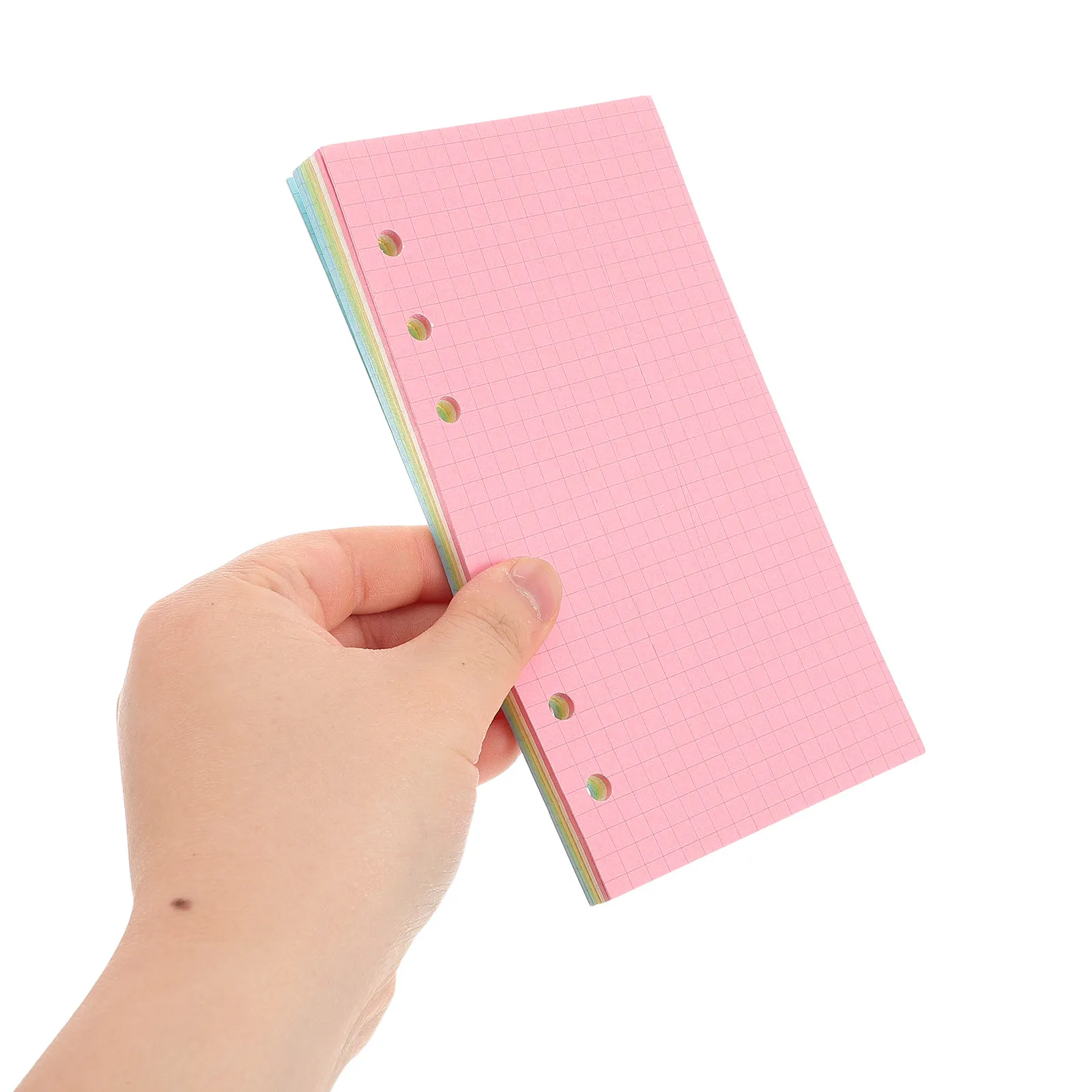 250pcs-a6-refillable-journal-inserts-vibrant-5-color-grid-paper-thick-smooth-writing-loose-leaf-for-planner