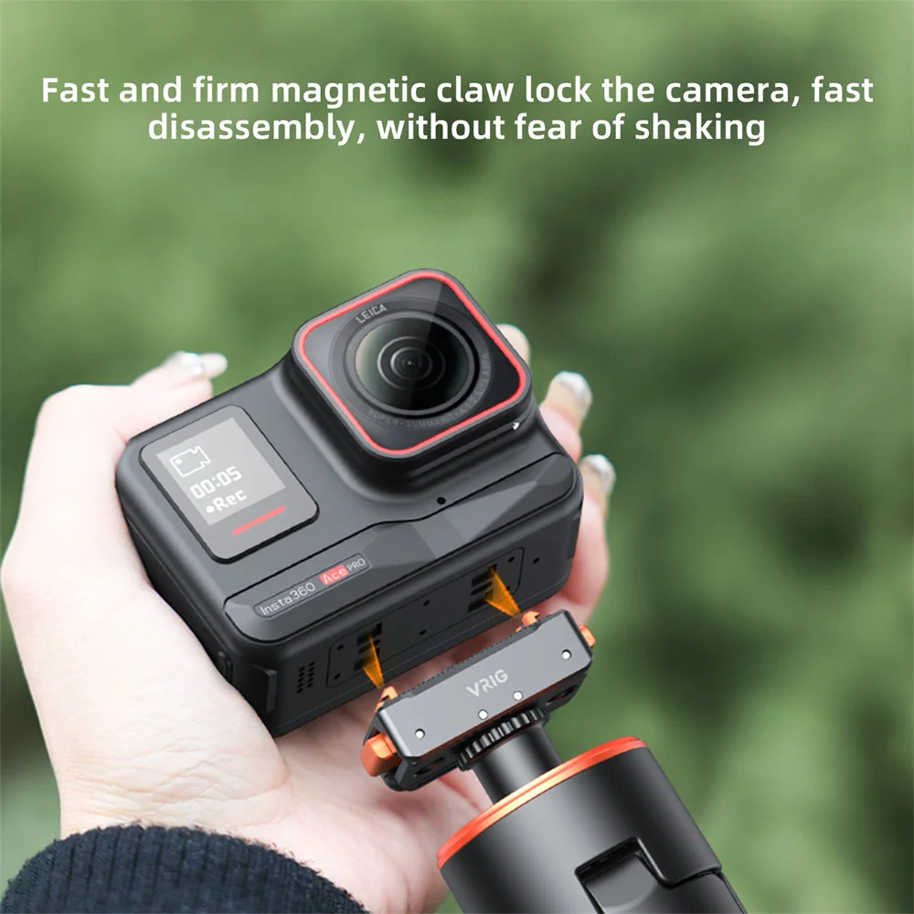 VRIG Magnetic Quick Release Plate Clamp for Insta360 Ace / Ace Pro Action Camera Tripod Adapter Mount Plate & Protector Cover