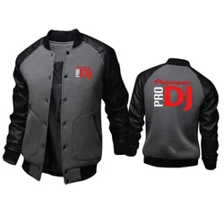 Men's Baseball Coats Patchwork PU Sleeve Stand Collar Jackets Outerwear DJ Pioneer PRO Men Jacket