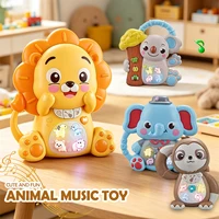 Cartoon Electric Music Toys for Kid, Lighting Musical Piano Model Lion Rabbit Elephant Early Education Gifts 3